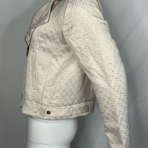Womens Cream With Gold Accents Moto Jacket-Blazer Size M - Picture 4 of 8